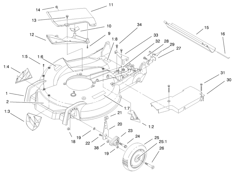 Housing Handle Bracket and Wheel Assembly