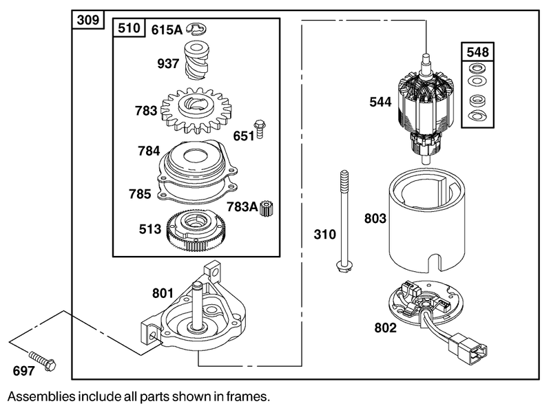 Starter Motor Assembly Briggs and Stratton 12h807 1775 E1