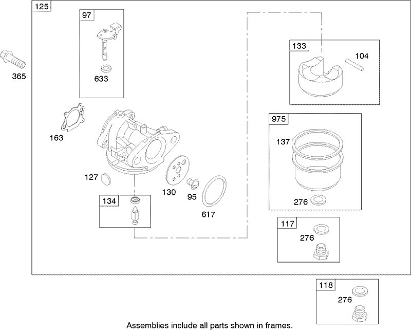 Carburetor Assembly Briggs and Stratton 125K02 0202 E1