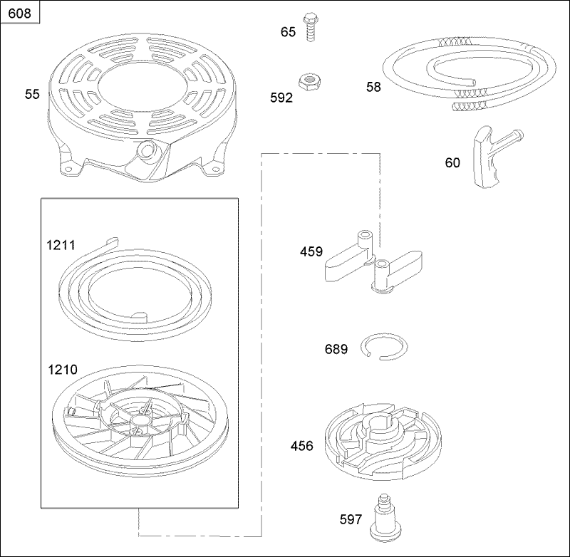 Starter Assembly Briggs and Stratton 125K02 0202 E1