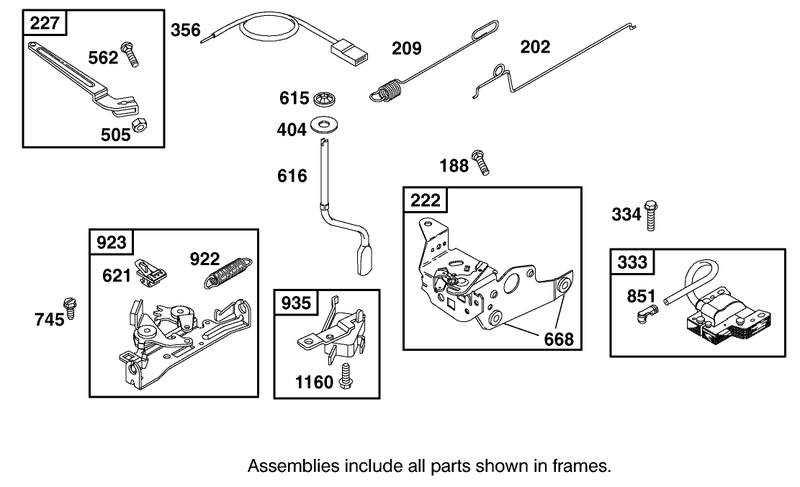 Controls Governor And Magneto Assemblies Briggs And Stratton Model 12j805 2370 B1