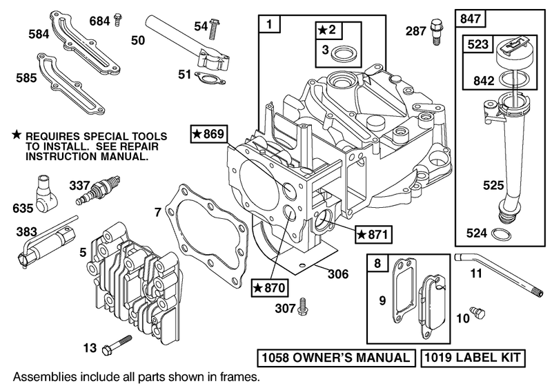 Cylinder And Cylinder Head Assembly Briggs And Stratton Model 12j805 2370 B1