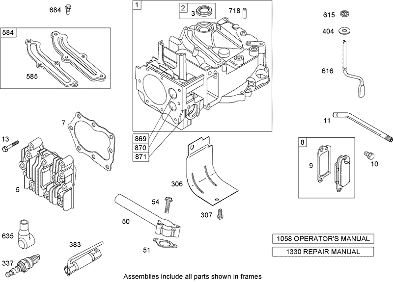 Cylinder Assembly Briggs and Stratton 126T02 0206 E1