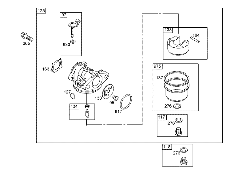 Carburetor Assembly Briggs and Stratton 125K02 0189 E1