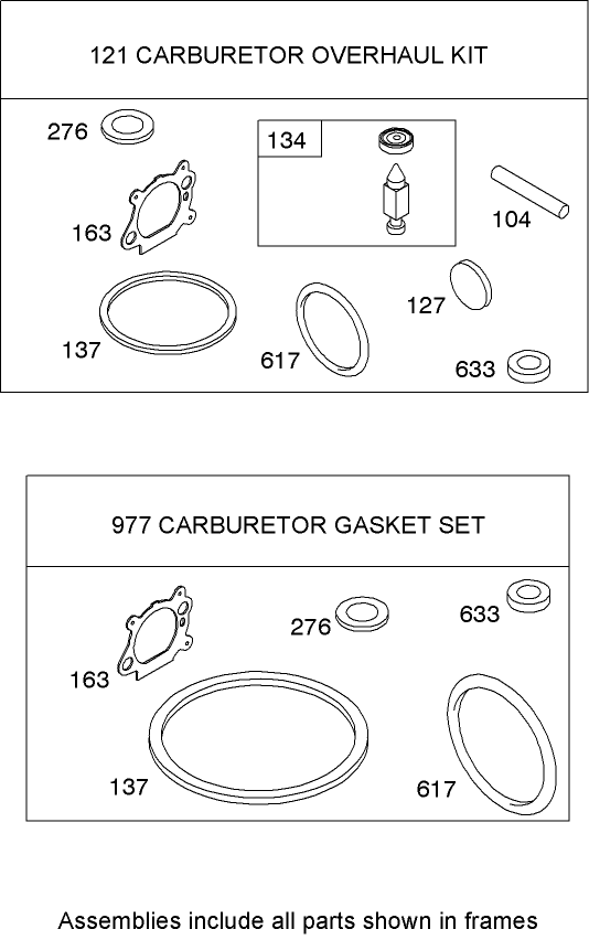 Carburetor Overhaul Kit Briggs and Stratton 126T02 0206 B1