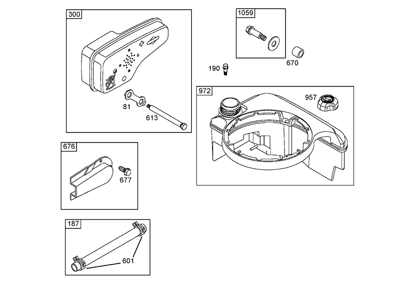 Muffler and Fuel Tank Assembly Briggs and Stratton 125K02 0189 E1