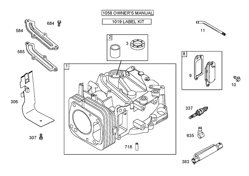 Cylinder Assembly Briggs and Stratton 122672 0192 E1
