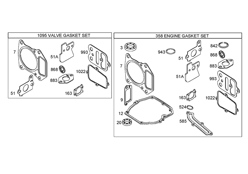 Valve and Engine Gasket Set Assemblies Briggs and Stratton 122672 0192 E1