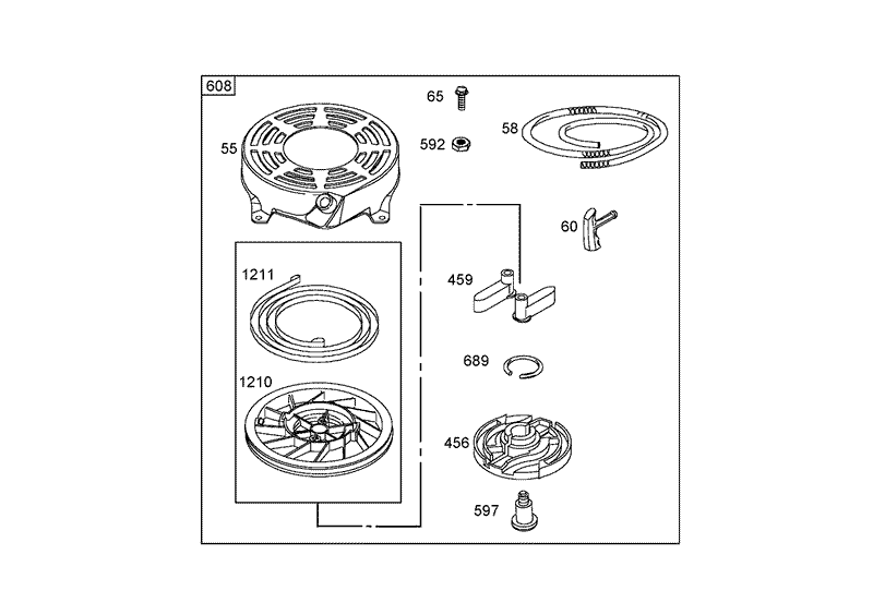 Rewind Starter Assembly Briggs and Stratton 125K07 0188 E1