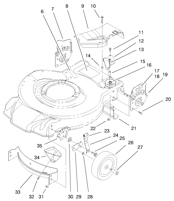 Housing Handle Brackets and Wheel Assembly