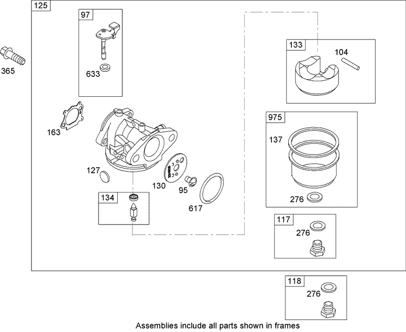 Carburetor Assembly Briggs and Stratton 126T07 0204 E1