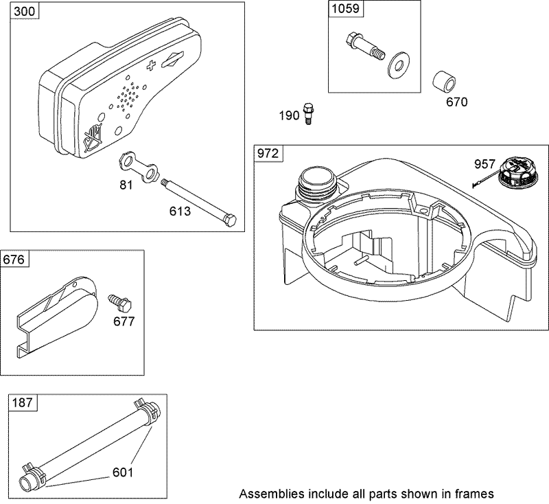 Muffler and Fuel Tank Assembly Briggs and Stratton 126T07 0204 E1