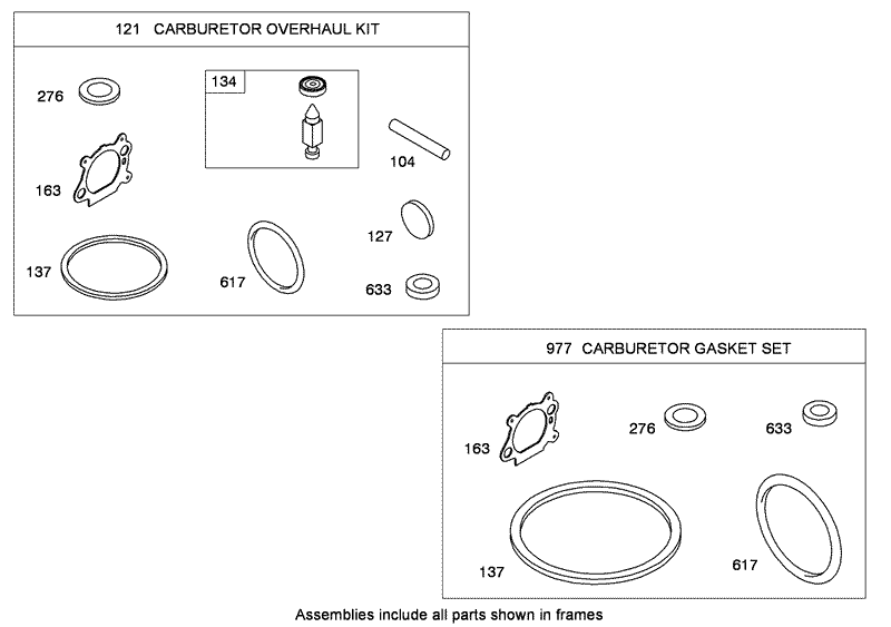 Carburetor Overhaul Kit Briggs and Stratton 124T02 0161 B1
