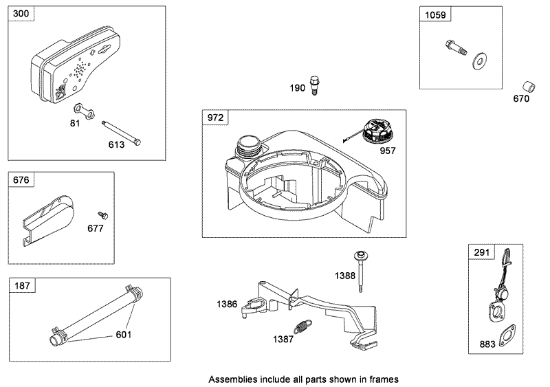 Muffler and Fuel Tank Assembly Briggs and Stratton 126T02 0220 B1