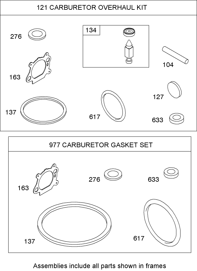 Carburetor Overhaul Kit Briggs and Stratton 126T05 0115 B1