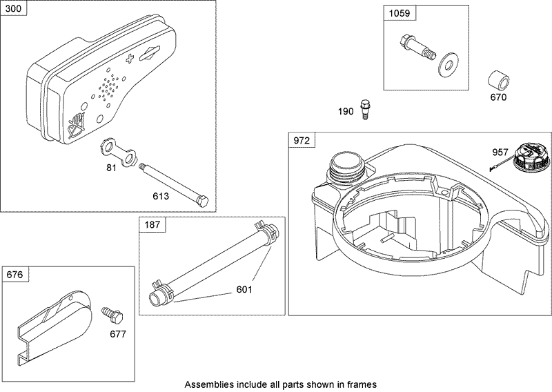 Muffler and Fuel Tank Assembly Briggs and Stratton 126T05 0115 B1