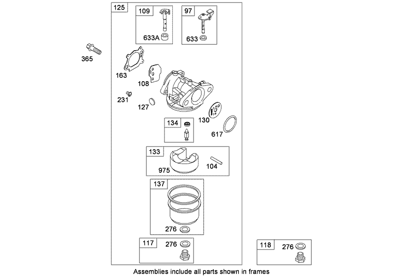 Carburetor Assembly Briggs and Stratton 126T05 0933 B1