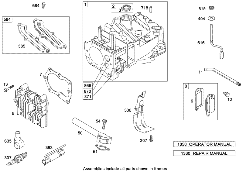 Cylinder Assembly Briggs and Stratton 126T05 0933 B1