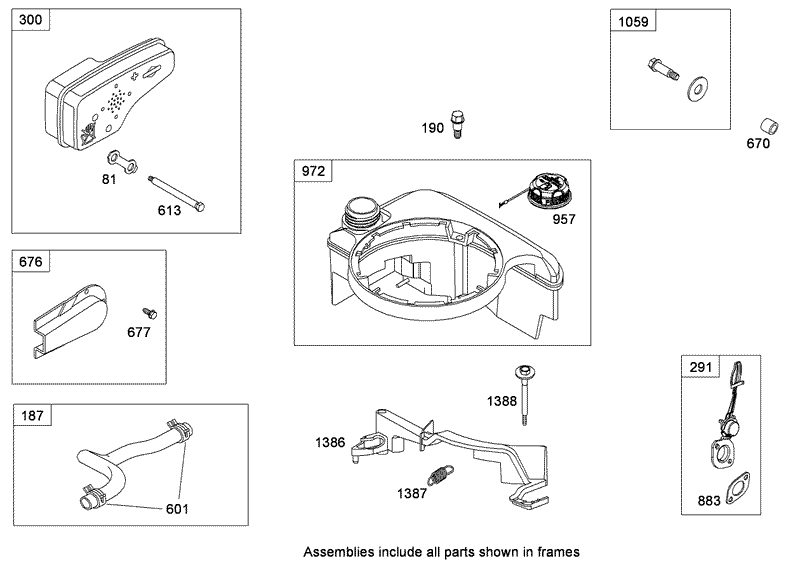 Muffler and Fuel Tank Assembly Briggs and Stratton 126T05 0933 B1