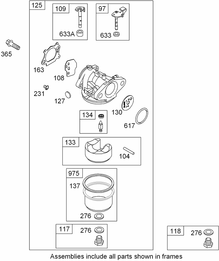Carburetor Assembly Briggs and Stratton 126T05 0222 B1