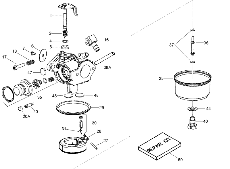 Carburetor Assembly No 640350 Tecumseh LV195XA 362086E