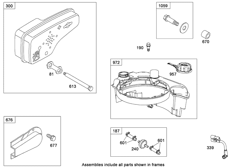 Muffler and Fuel Tank Assembly Briggs and Stratton 124L02 0212 F1
