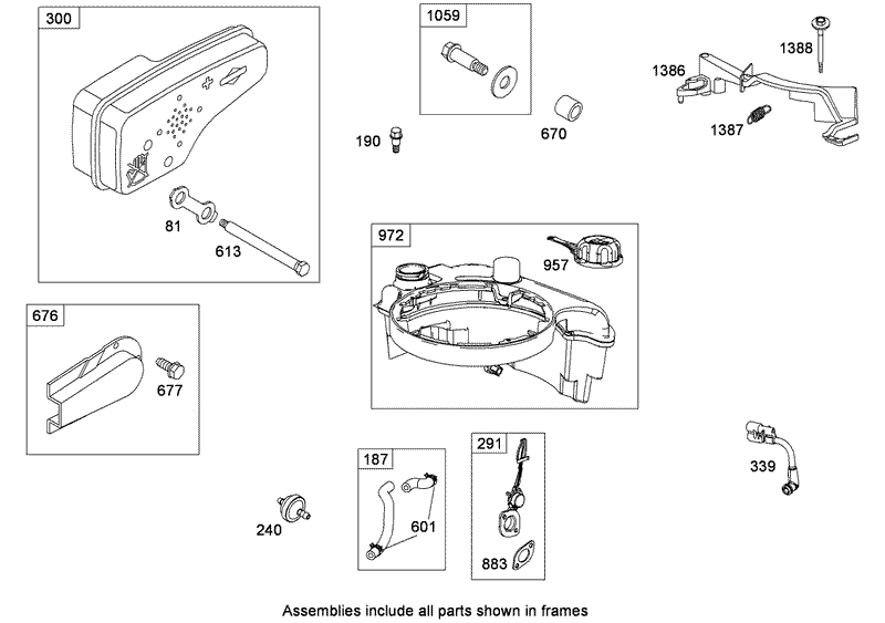 Muffler and Fuel Tank Assembly Briggs and Stratton 126L05 0213 F1
