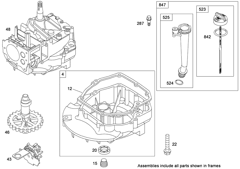 Crankcase Assembly Briggs and Stratton 126T02 0224 B1