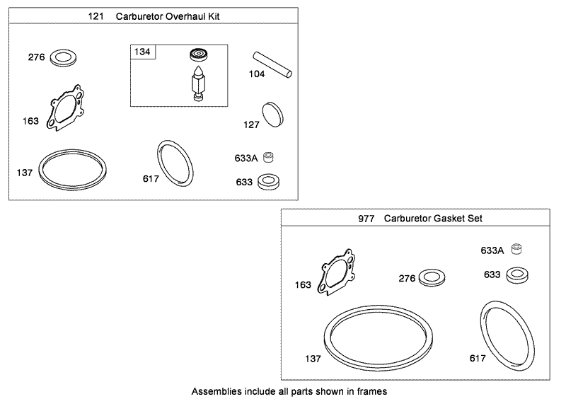 Carburetor Overhaul Kit Briggs and Stratton 126T02 0236 B1