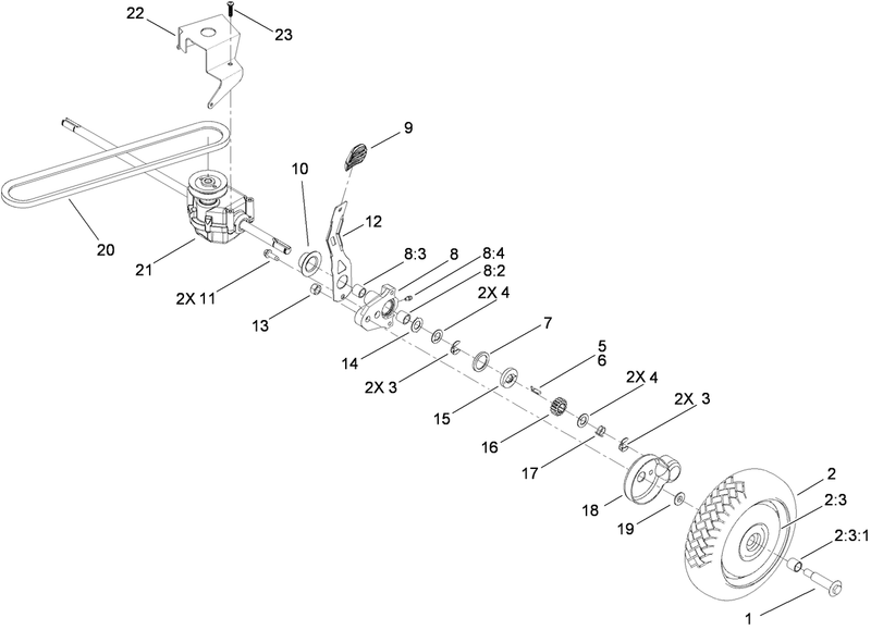 Transmission and Rear Wheel Assembly