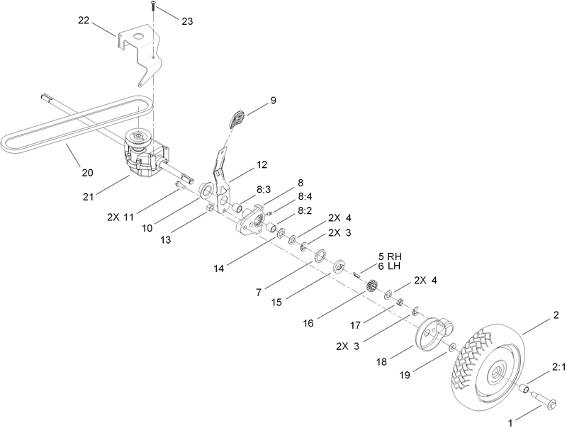 Rear Wheel and Transmission Assembly
