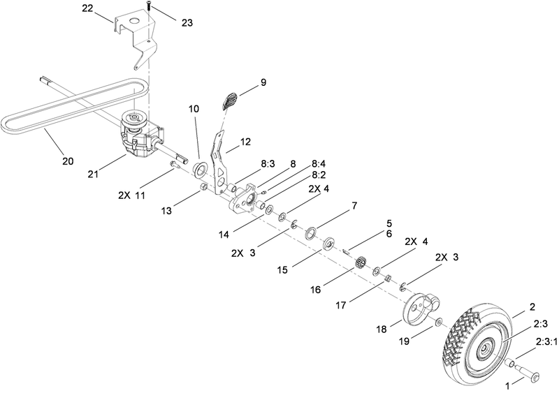 Rear Wheel and Transmission Assembly