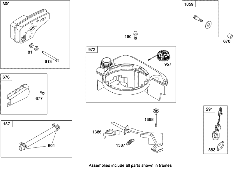 Muffler and Fuel Tank Assembly Briggs and Stratton 126T02 0216 B1