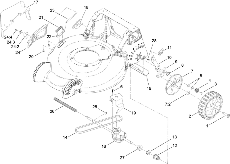Side Discharge Transmission and Rear Wheel Assembly