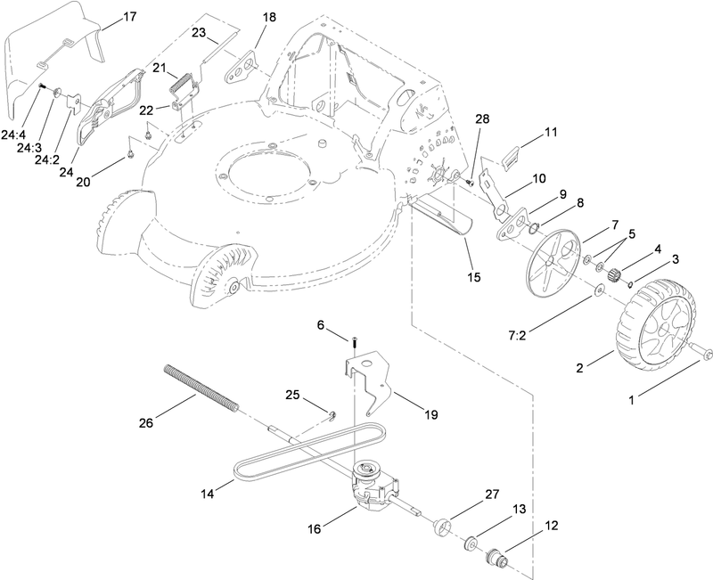 Side Discharge Transmission and Rear Wheel Assembly
