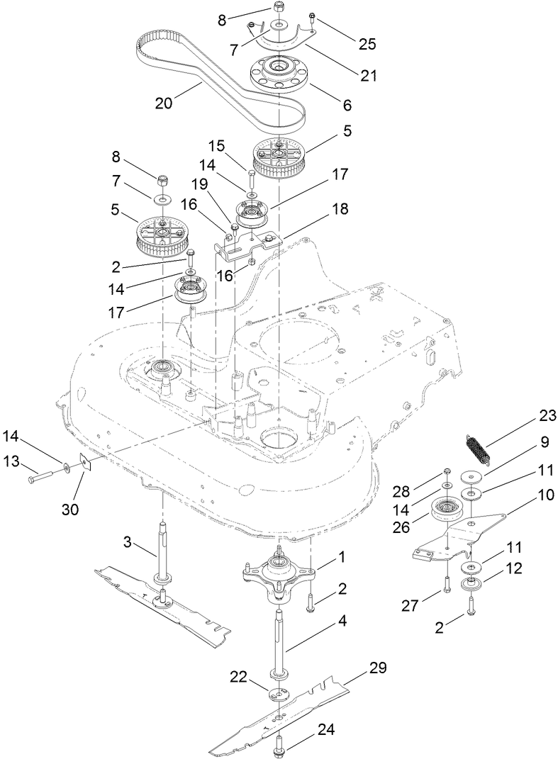 Belt Spindle and Blade Assembly