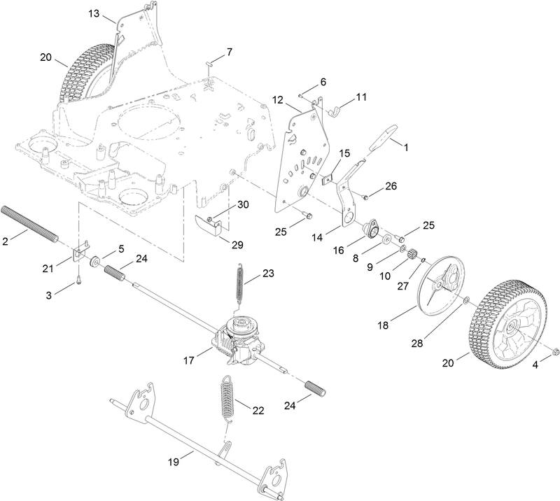 Transmission Rear Wheel and Height of Cut Assembly