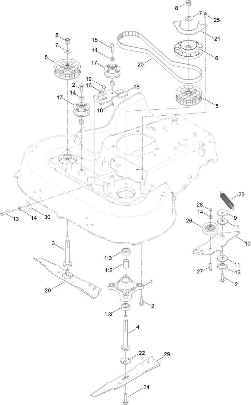 Belt Spindle and Blade Assembly