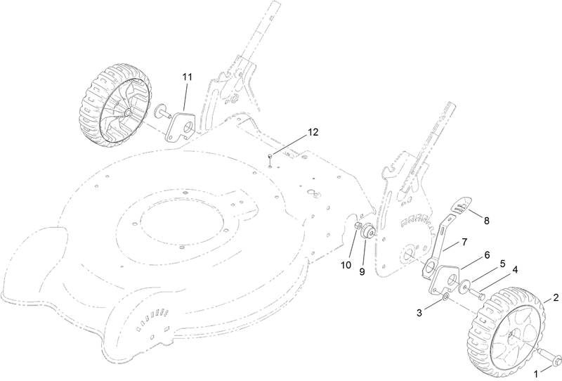 Rear Wheel and Height of Cut Assembly