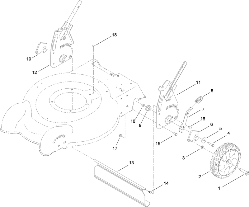 Rear Wheel and Height of Cut Assembly