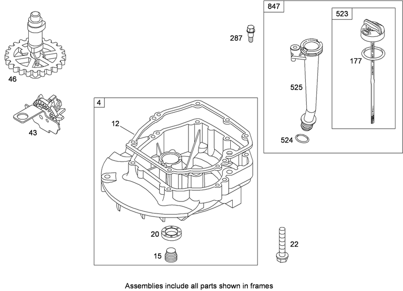 Crankcase CoverSump Assembly Briggs and Stratton 124T02 0203 B1