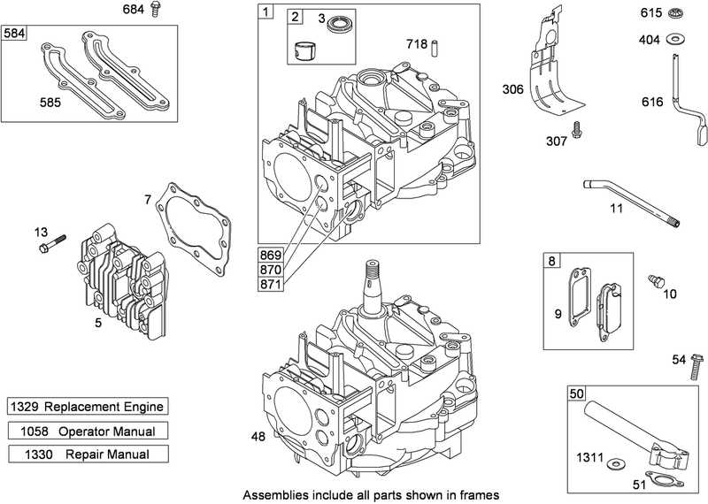 Cylinder and Cylinder Head Assembly Briggs and Stratton 124T02 0203 B1