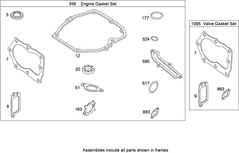 Engine and Valve Gasket Sets Briggs and Stratton 124T02 0203 B1