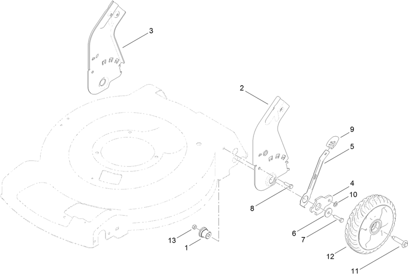 Rear Wheel and Height of Cut Assembly