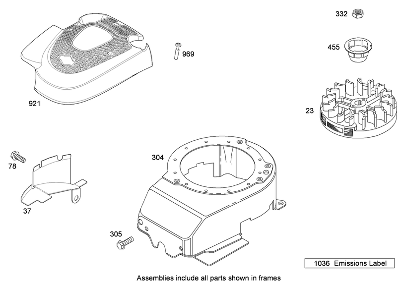 Blower Housing and Flywheel Assembly Briggs and Stratton 124T02 0206 B1