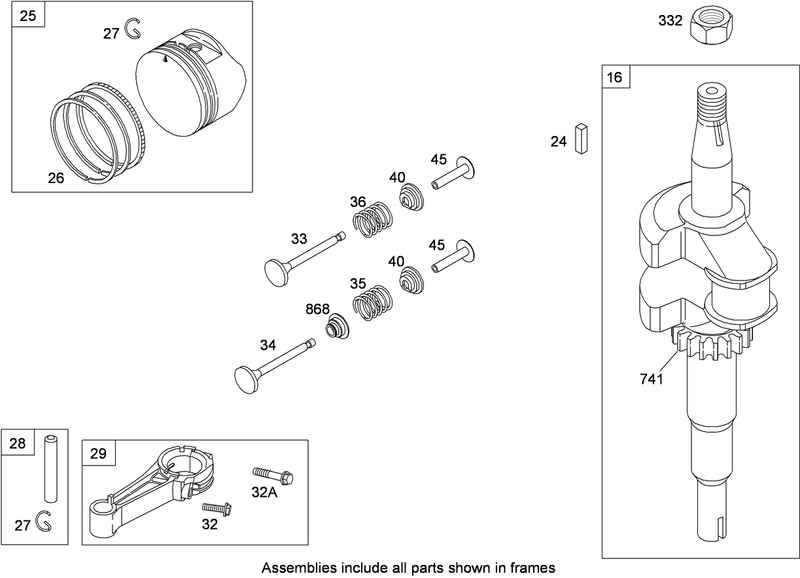Crankshaft Piston Ring and Connecting Rod Assembly Briggs and Stratton 124T02 0206 B1