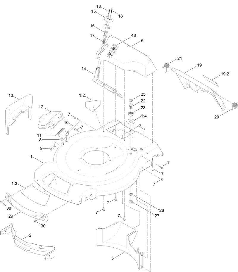 Deck Side Chute and Rear Door Assembly