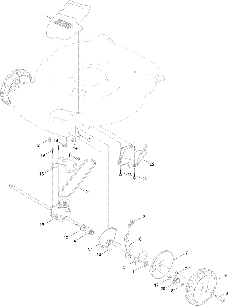 Front Wheel Height of Cut Assembly