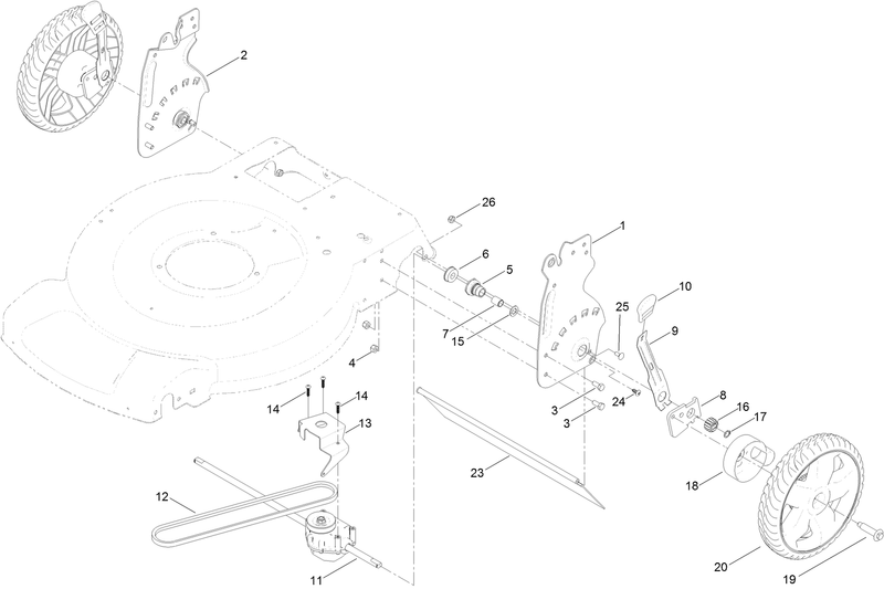 Rear Wheel and Height of Cut Assembly