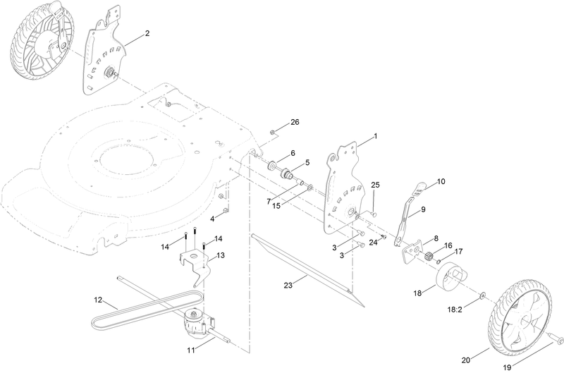 Rear Wheel and Height of Cut Assembly